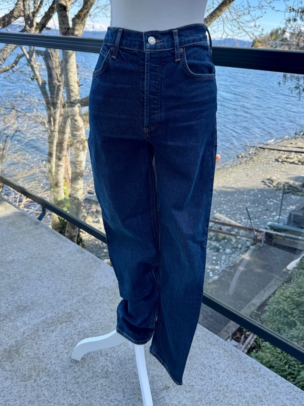 Agolde Riley Long Classic Dark Blue Jeans Size 24